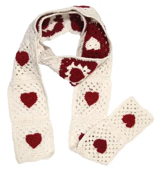 Шаль BomHCS крючком с сердечками и цветами, теплая основа для шеи, женские шарфы