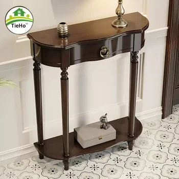 Шкаф для хранения в прихожей в американском стиле, консольный столик из массива дерева с выдвижным ящиком, гостиная, веранда, стол в коридоре, мебель для дома