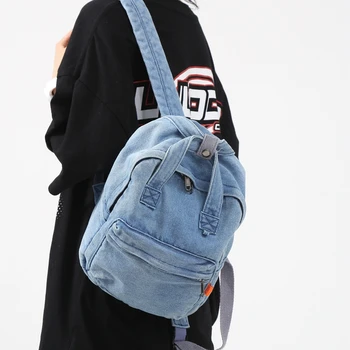 Школьная сумка из джинсовой ткани для девочек, Новый модный женский рюкзак для студенток колледжа, холщовая женская сумка для ноутбука, дорожный женский рюкзак Kawaii