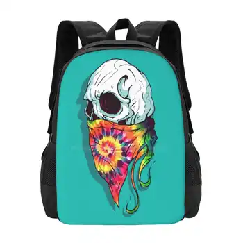 Школьный рюкзак большой емкости Skull Hipster Сумки для ноутбуков Skulls Hipster Peace Tie Dye Цвет Неоновый